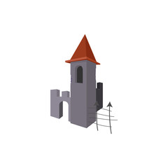 Gothic Halloween tower icon, cartoon style