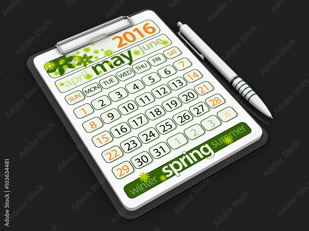 Poster clipboard with may. image with clipping path