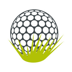 Golf ball on green grass flat icon
