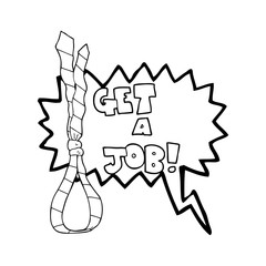 speech bubble cartoon get a job tie noose symbol