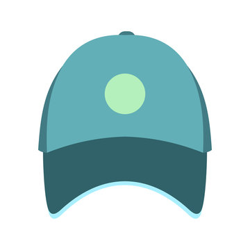Blue baseball hat flat icon