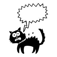 speech bubble cartoon scared black cat