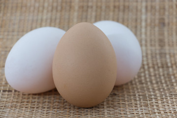 Eggs in wooden background