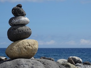 black and white stones in a harmonic stability