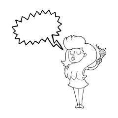 speech bubble cartoon woman brushing hair