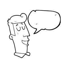 speech bubble cartoon grinning man