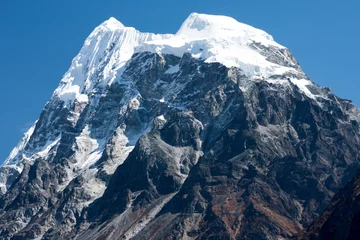 Crédence de cuisine en verre imprimé Shishapangma Sommet du Mt. Langshisha Ri de la vallée du Langtang, Himalaya, Népal