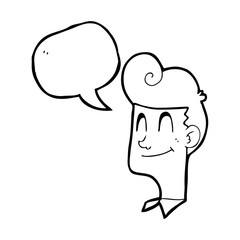 speech bubble cartoon smiling man