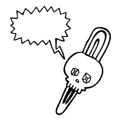 speech bubble cartoon skull hairclip