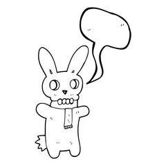 speech bubble cartoon spooky skull rabbit