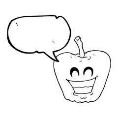speech bubble cartoon grinning apple