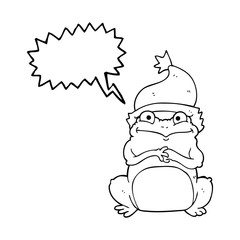 speech bubble cartoon frog wearing christmas hat