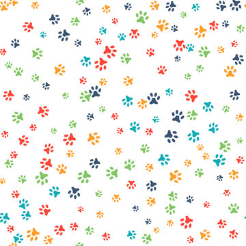 Vector seamless pattern with cat or dog footprints