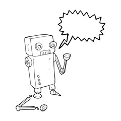 speech bubble cartoon broken robot