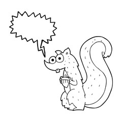 speech bubble cartoon squirrel with nut