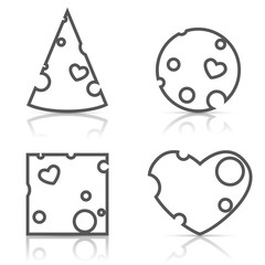 Icons cheese, vector.