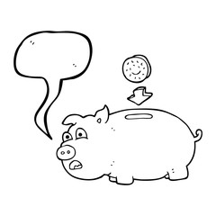 speech bubble cartoon piggy bank