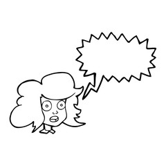 speech bubble cartoon surprised female face