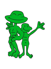 Fototapeta premium 2 frog friends team, family, children papa mama love happy siblings twins