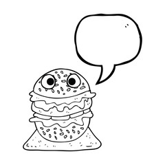 speech bubble cartoon tasty burger