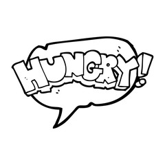 speech bubble cartoon hungry text