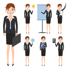 set of business woman character at office work. people character