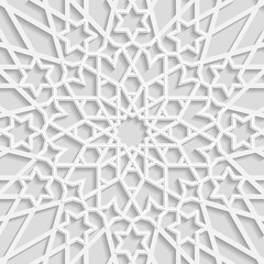 Seamless arabic geometric  pattern, east ornament, indian ornament, persian motif, 3D, vector. Endless texture can be used for wallpaper, pattern fills, web page  background,surface textures.