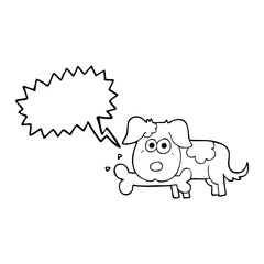 speech bubble cartoon dog with bone