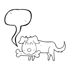 speech bubble cartoon dog with bone