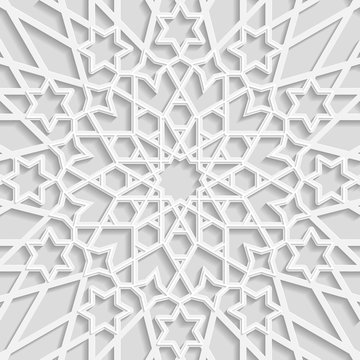 Seamless arabic geometric  pattern, east ornament, indian ornament, persian motif, 3D, vector. Endless texture can be used for wallpaper, pattern fills, web page  background,surface textures.