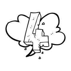 speech bubble cartoon stone number four