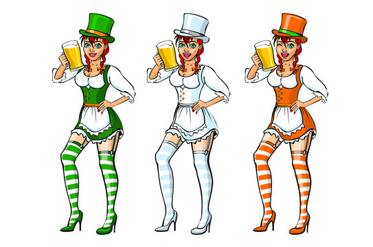 Illustration of St. Patrick?s Day  Irish girl serving beer