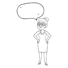 speech bubble cartoon woman wearing glasses