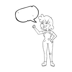 speech bubble cartoon determined woman clenching fist
