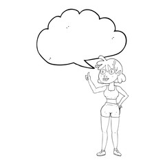 speech bubble cartoon alien gym girl