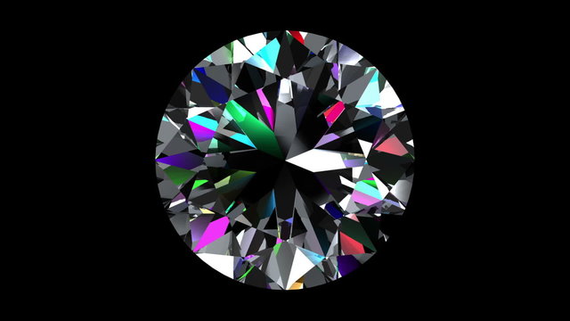 Diamond Brilliant. Looped. Alpha Matte. 3D Scene.