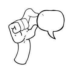 speech bubble cartoon hand making smallness gesture