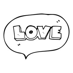 speech bubble cartoon word love