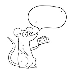 speech bubble cartoon mouse with cheese