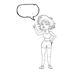 speech bubble cartoon tired gym woman