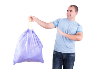 Man with a stinking garbage