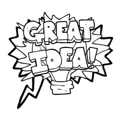 speech bubble cartoon great idea light bulb symbol