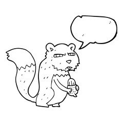 speech bubble cartoon angry squirrel with nut