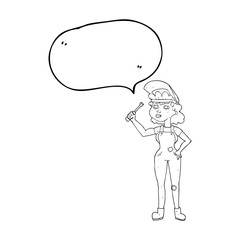 speech bubble cartoon female mechanic