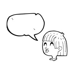 speech bubble cartoon female face