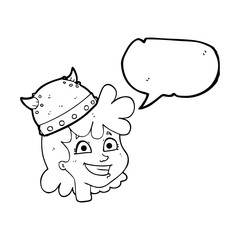 speech bubble cartoon female viking face