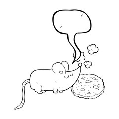 cute speech bubble cartoon mouse and cookie