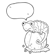 speech bubble cartoon chameleon on ball