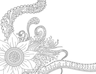 Spring floral artistic doodle