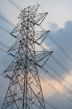 Electric Transmission Tower with sky background.